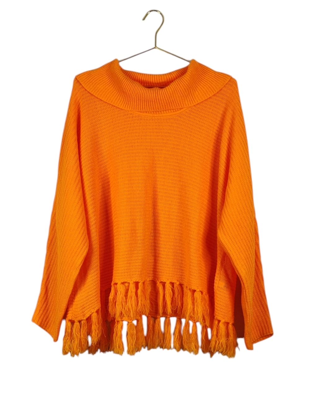 Lane Bryant Bright Marigold Cowl Neck Fringe Sweater Size 22/24